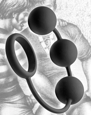 Silicone Cock Ring With 3 Weighted Balls by XR Brands - Stretchy Cock Rings