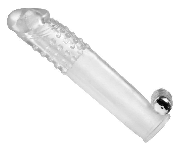 Size Matters Clear Sensations Penis Vibro Sleeve With Bullet - - Pumps, Extenders and Sleeves