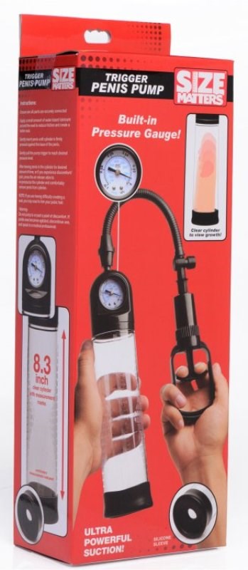 Size Matters Trigger Penis Pump with Gauge - - Pumps, Extenders and Sleeves