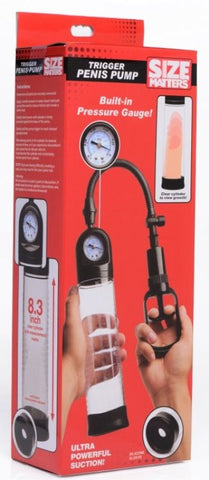 Size Matters Trigger Penis Pump with Gauge by XR Brands - Pumps, Extenders and Sleeves