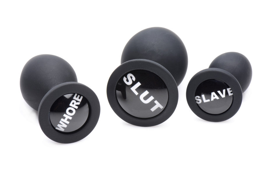 XR Brands Dirty Words 3 Piece Anal Plug Set - Butt Plugs