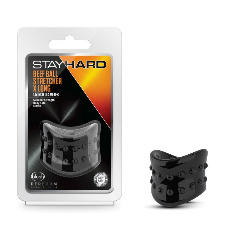 Stay Hard Beef Ball Stretcher X Long - Black - - Ball and Cock Toys