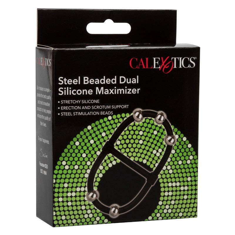 Steel Beaded Dual Silicone Maximizer - - Stretchy Cock Rings