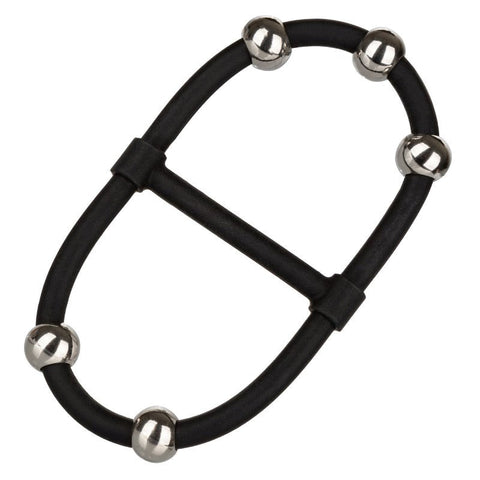 Steel Beaded Dual Silicone Maximizer by CalExotics - Stretchy Cock Rings