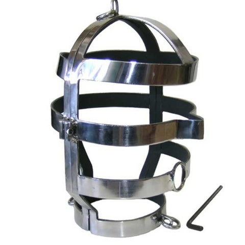 Steel Head Cage With Mouth Hole by Hell's Couture - Male Chastity