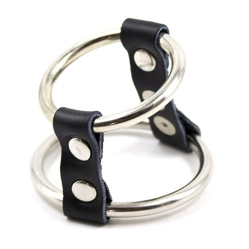 Strap and Steel Cock Ring and Ball Divider - - Ball and Cock Toys