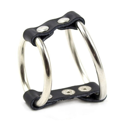 Strap and Steel Cock Ring and Ball Divider by BDStyle - Ball and Cock Toys