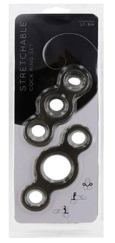 Stretchable Cock Ring Set Smoke by Seven Creations - Cock Ring Sets