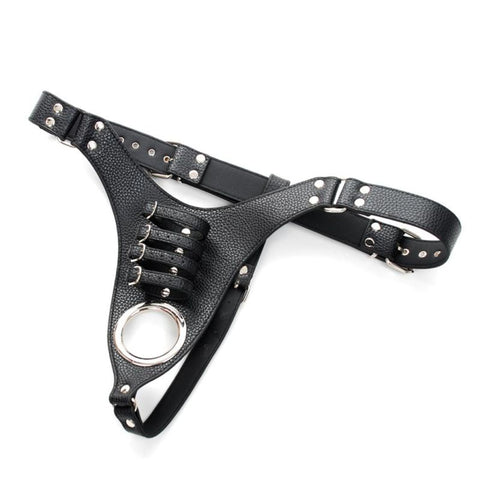 Strict Leather Harness with 4 Penile Straps by BDStyle - Male Chastity
