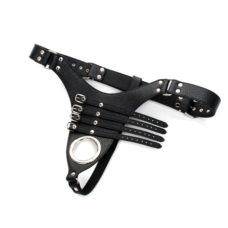 Strict Leather Harness with 4 Penile Straps - - Male Chastity