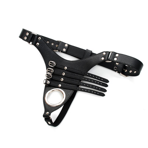 Strict Leather Harness with 4 Penile Straps by BDStyle - Male Chastity