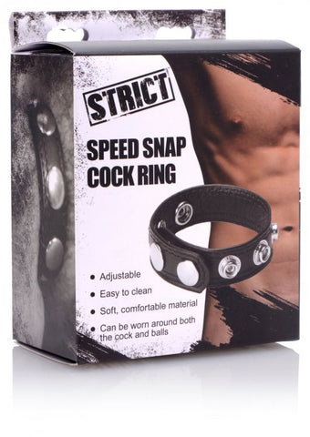 Strict Speed Snap PU Leather Cock Ring by XR Brands - Cock Rings