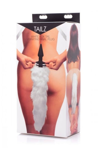 White Fox Tail Vibrating Anal Plug by XR Brands - Butt Plugs