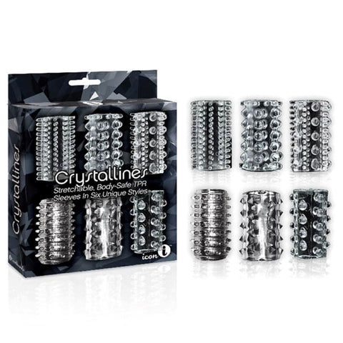 The 9s Crystalline Tpr Cock Sleeves 6 Pack by Icon Brands - Pumps, Extenders and Sleeves