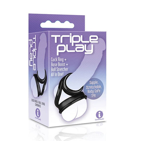 The 9's Triple Ring Cock & Balls Ring by Icon Brands - Cock Rings