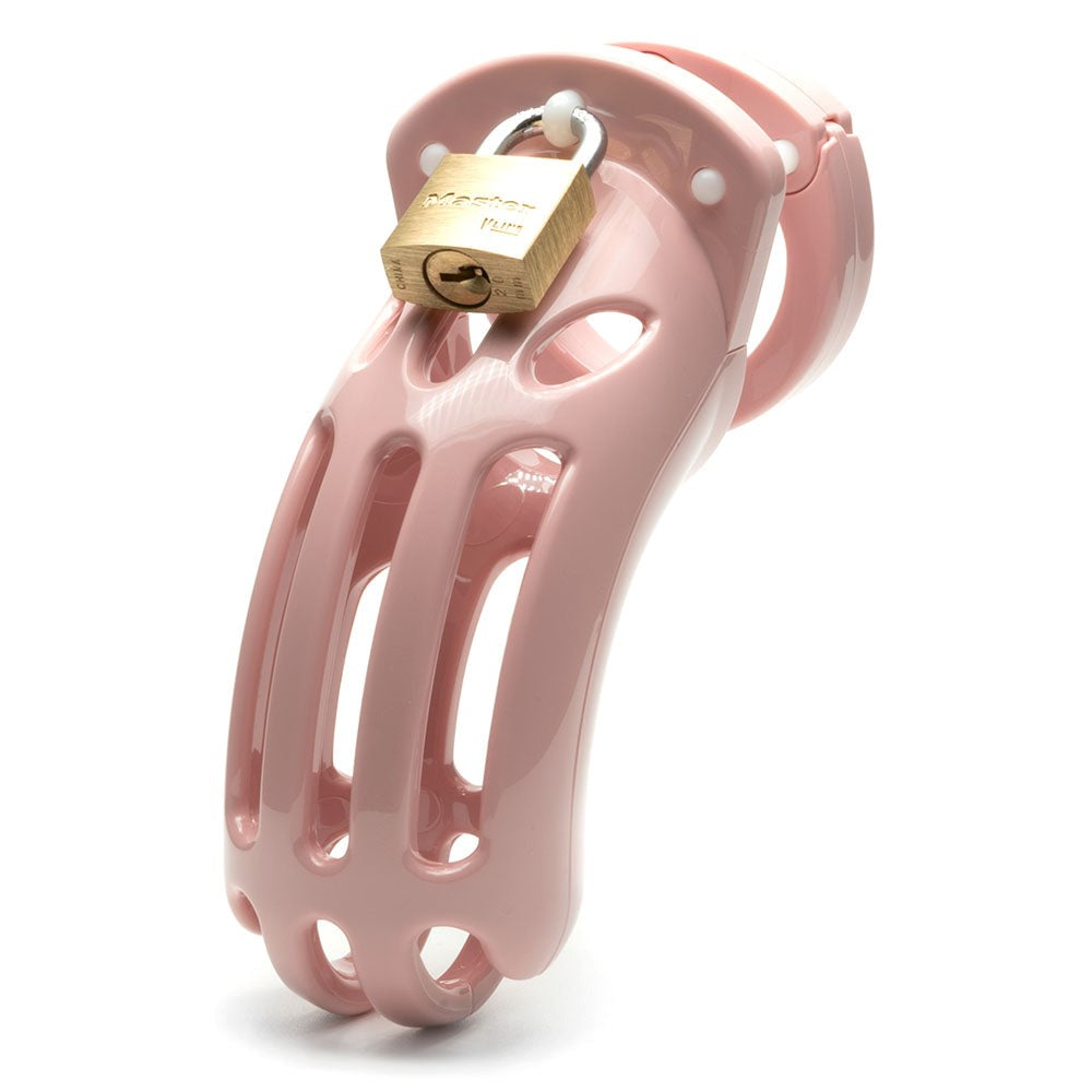 The Curve Chastity Cock Cage Kit - Pink - - Male Chastity