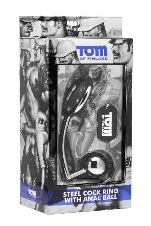 Tom of Finland Stainless Steel Cock Ring and Anal Ball - - Steel Cock Rings