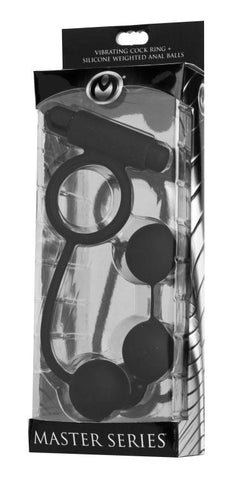 Tri-Orb Vibrating Cock Ring and Heavy Silicone Anal Balls - Cock Rings
