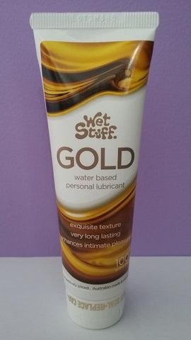 Wet Stuff 100g Tube Water Based Lube Gold by Gel Works - Water Based Lubes