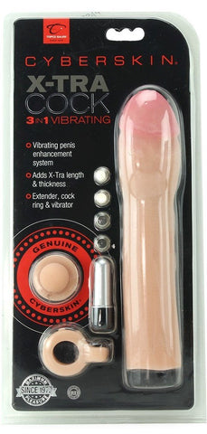 EXTRA Cock Cyberskin 3-in-1 Vibrating by Topco - Pumps, Extenders and Sleeves
