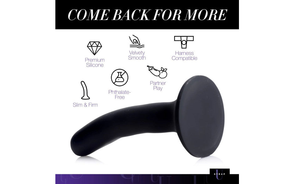 XR Brands Strap-U Black Silicone Strap-On Dildo Small - Non-Realistic Dildos