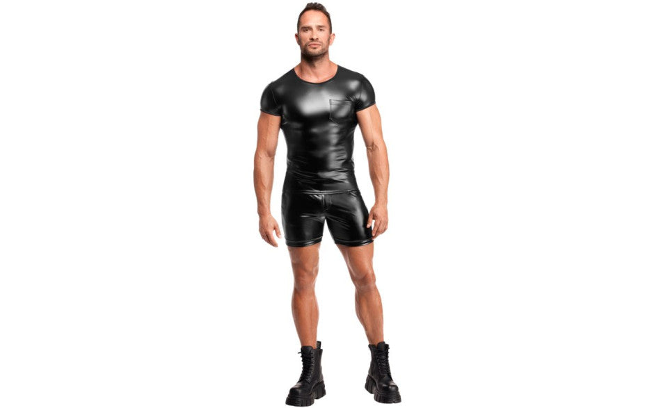 Noir Handmade Elastic Powerwetlook Vexen Tee Black - Mens Briefs And Boxers