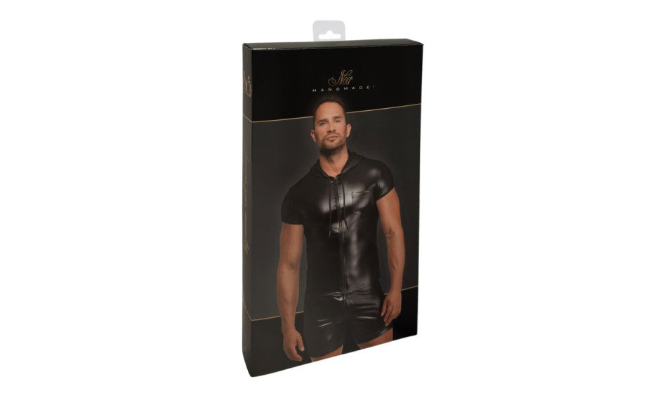 Noir Handmade Vexen Hooded Powerwetlook T Shirt Black - Mens Briefs And Boxers
