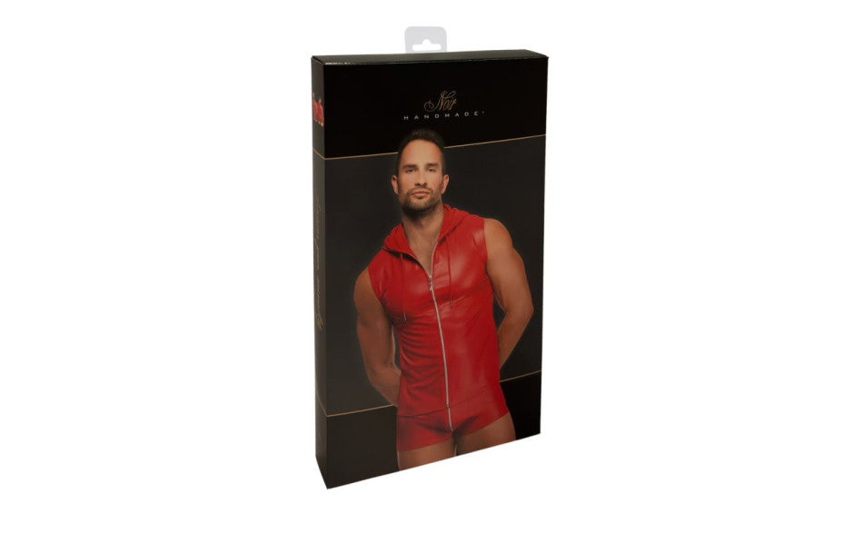 Noir Handmade Red Ignite Male Hooded Vest - Mens Briefs And Boxers