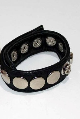 8 Speed Black Leather Cock Ring by Hell's Couture - Ball and Cock Toys