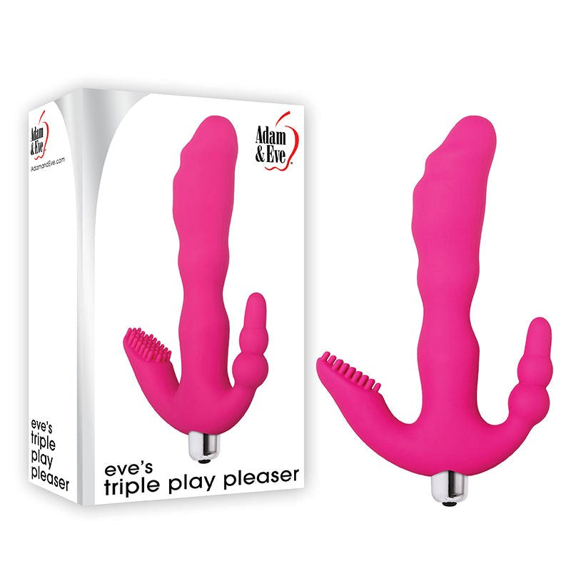 Adam & Eve Triple Play Pleaser - Pink - - G-Spot Vibrators