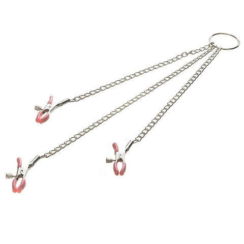 Chain Me Up Kink Clamps Hands-Free by Adam & Eve - Nipple and Clit Clamps