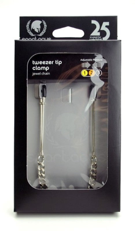 Adjustable Tweezer Clamps - Jewel Chain - - Nipple and Clit Clamps