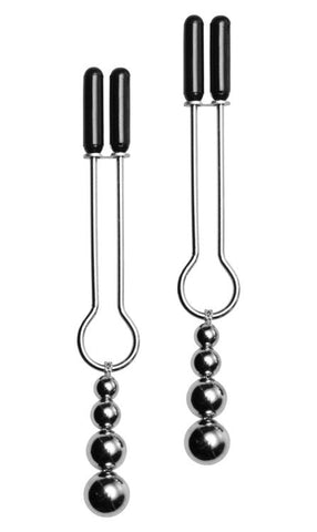 Adorn Triple Bead Nipple Clamp Set by XR Brands - Nipple and Clit Clamps