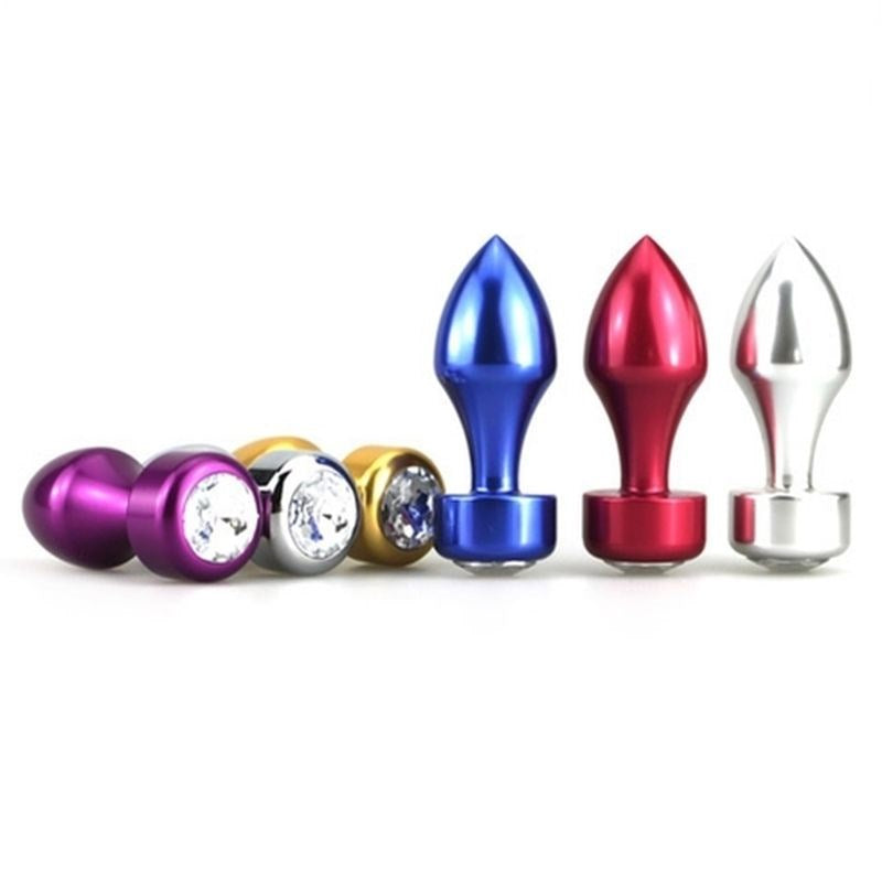 Aluminium Butt Plug With Diamonte - - Steel Sex Toys