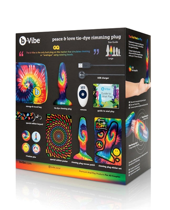 b-Vibe Peace and Love Tie-Dye Rimming Plug - - Remote Control Vibrators