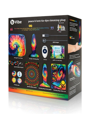 Peace and Love Tie-Dye Rimming Plug by B-Vibe - Remote Control Vibrators