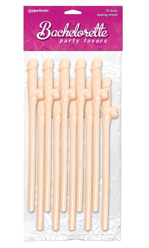 Bachelorette Party Favors Dicky Sipping Straws 10 Pack - - Sex Games, Coupons and Tricks