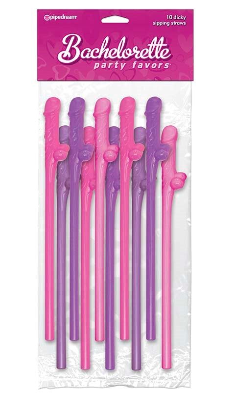 Bachelorette Party Favors Dicky Sipping Straws 10 Pack - - Sex Games, Coupons and Tricks