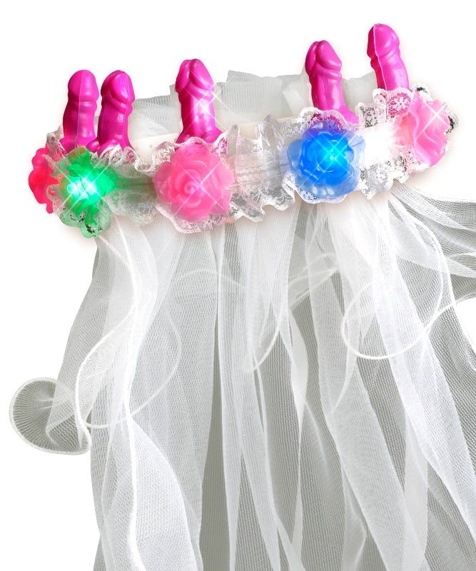 Bachelorette Party Favors Light-Up Pecker Veil - - Sex Games, Coupons and Tricks