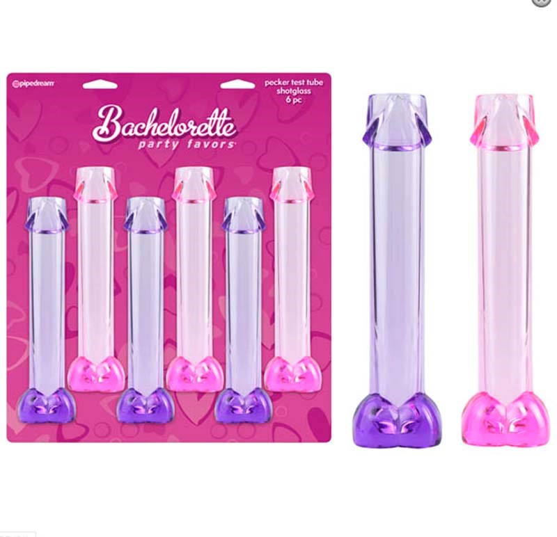 Bachelorette Party Favors Pecker Test Tube Shotglasses 6 Pack - - Bachelorette and Bucks