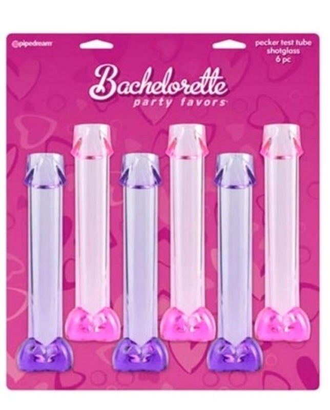 Bachelorette Party Favors Pecker Test Tube Shotglasses 6 Pack - - Bachelorette and Bucks