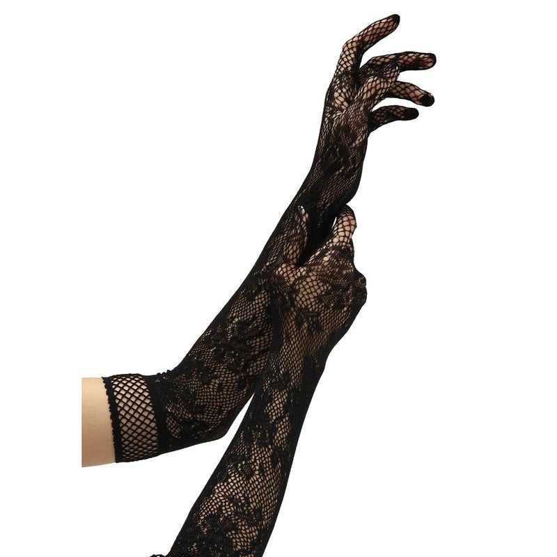 BACI WL Flower Lace Opera Gloves - - Wigs and Gloves