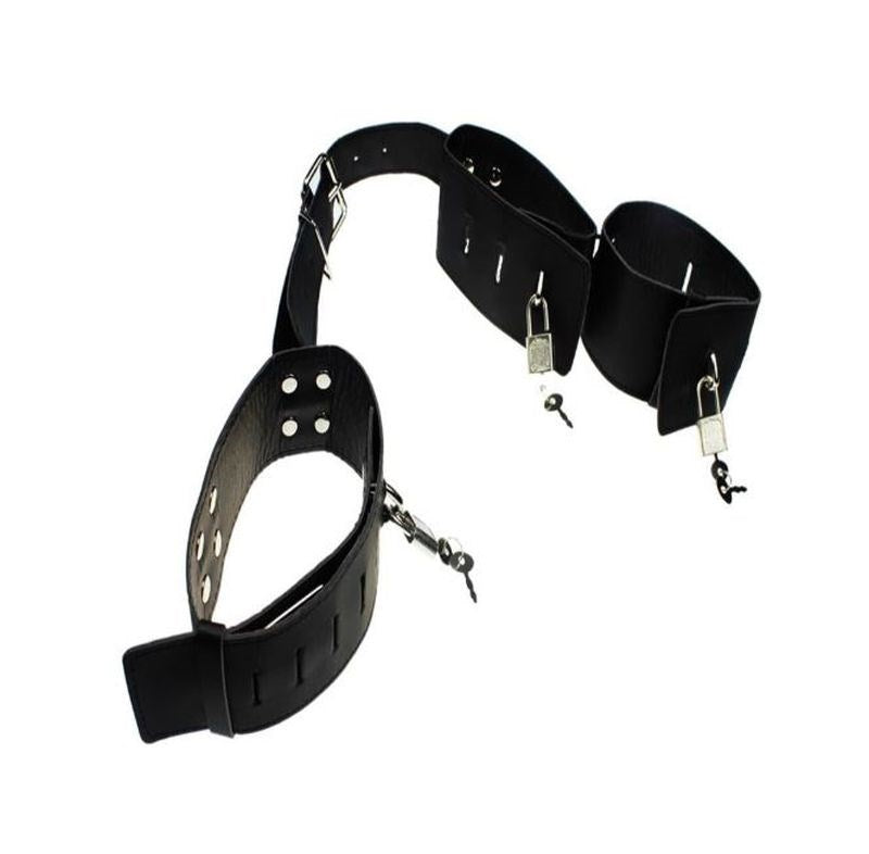 BDSM Gear Leather Cuffs & Collar - - Collars And Cuffs