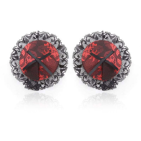 Black and Red Lace Overlay Nipple Pasties by Ella Bidoe - Fancy Dress Ups