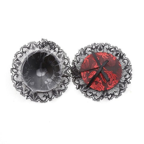 Black and Red Lace Overlay Nipple Pasties by Ella Bidoe - Fancy Dress Ups
