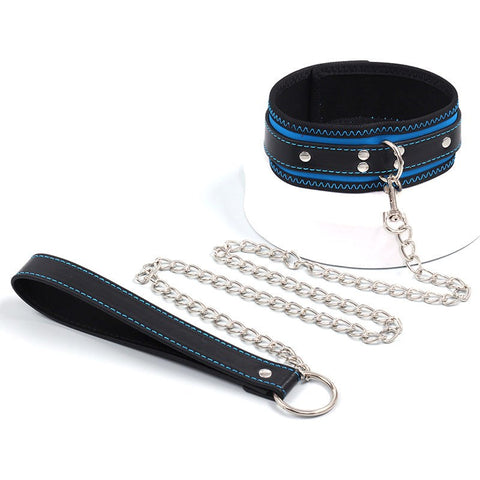 Blue Bondage Kit 7-piece Set Leather by BDStyle - Bondage Kits