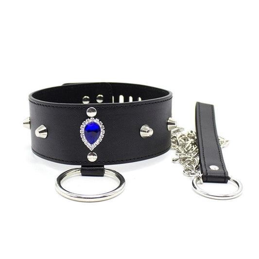 Blunt Spike Bondage Collar with Leash - - Collars And Cuffs