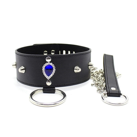 Blunt Spike Bondage Collar with Leash by BDStyle - Collars and Leads