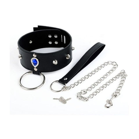 Blunt Spike Bondage Collar with Leash by BDStyle - Collars and Leads