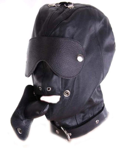 Bondage Hood With Dildo Gag Leather by BDStyle - Bondage Hoods